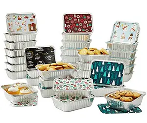 Christmas Foil container with decorated lids